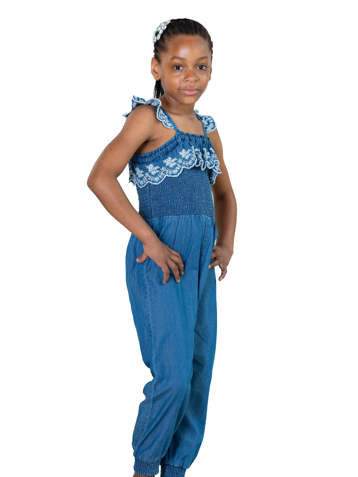 Bluebell Ruffle Embroidered Jumpsuit