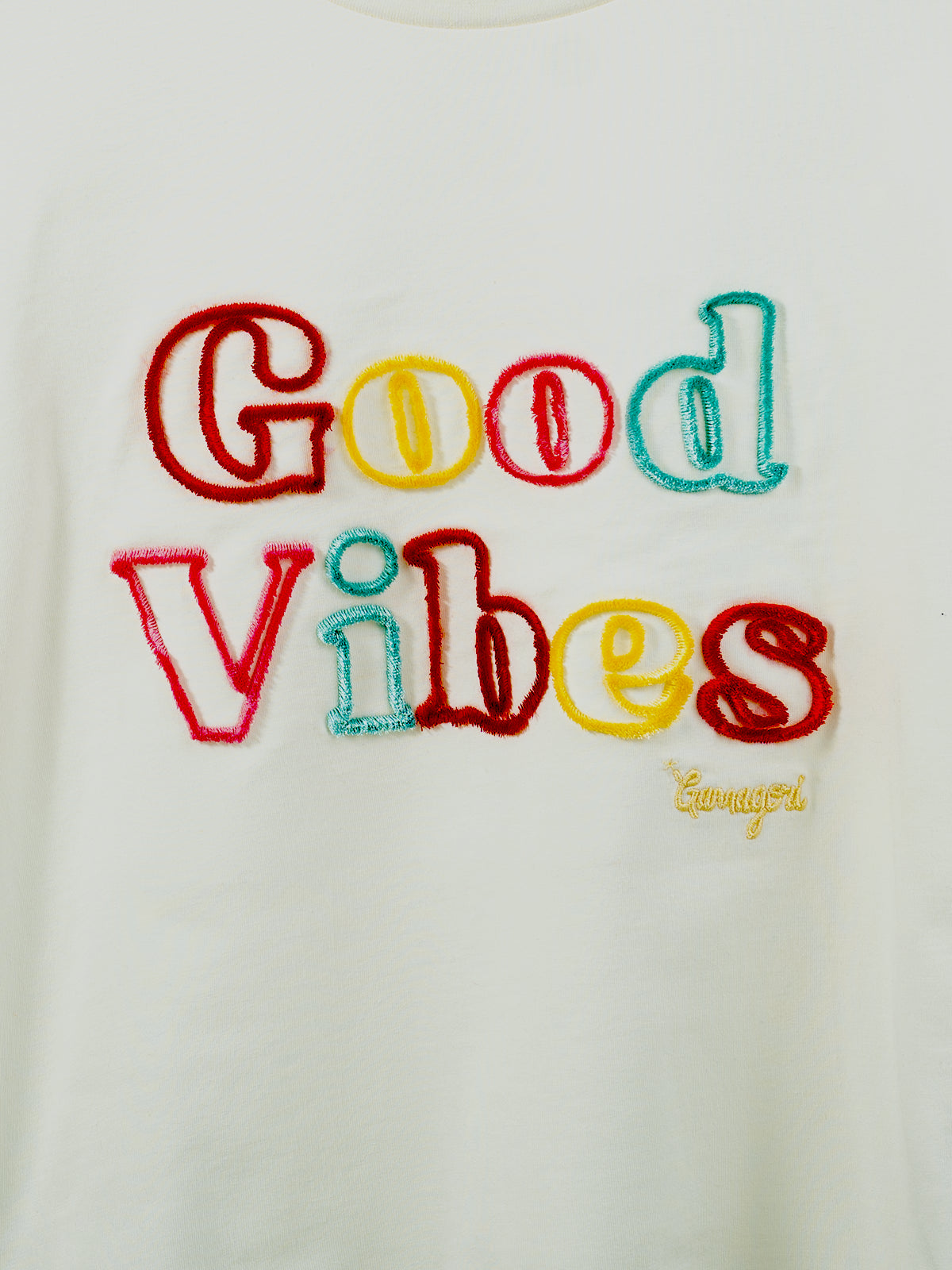 Embroidered  Slogan Puff Tee