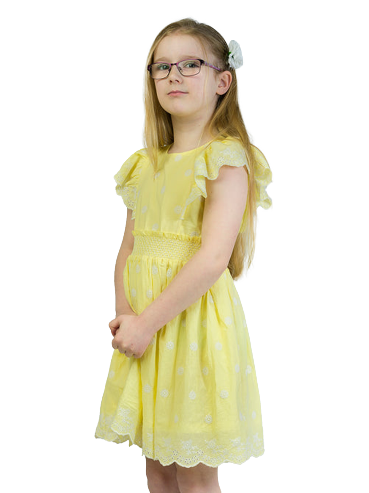 Golden Frill Embroidered Dress