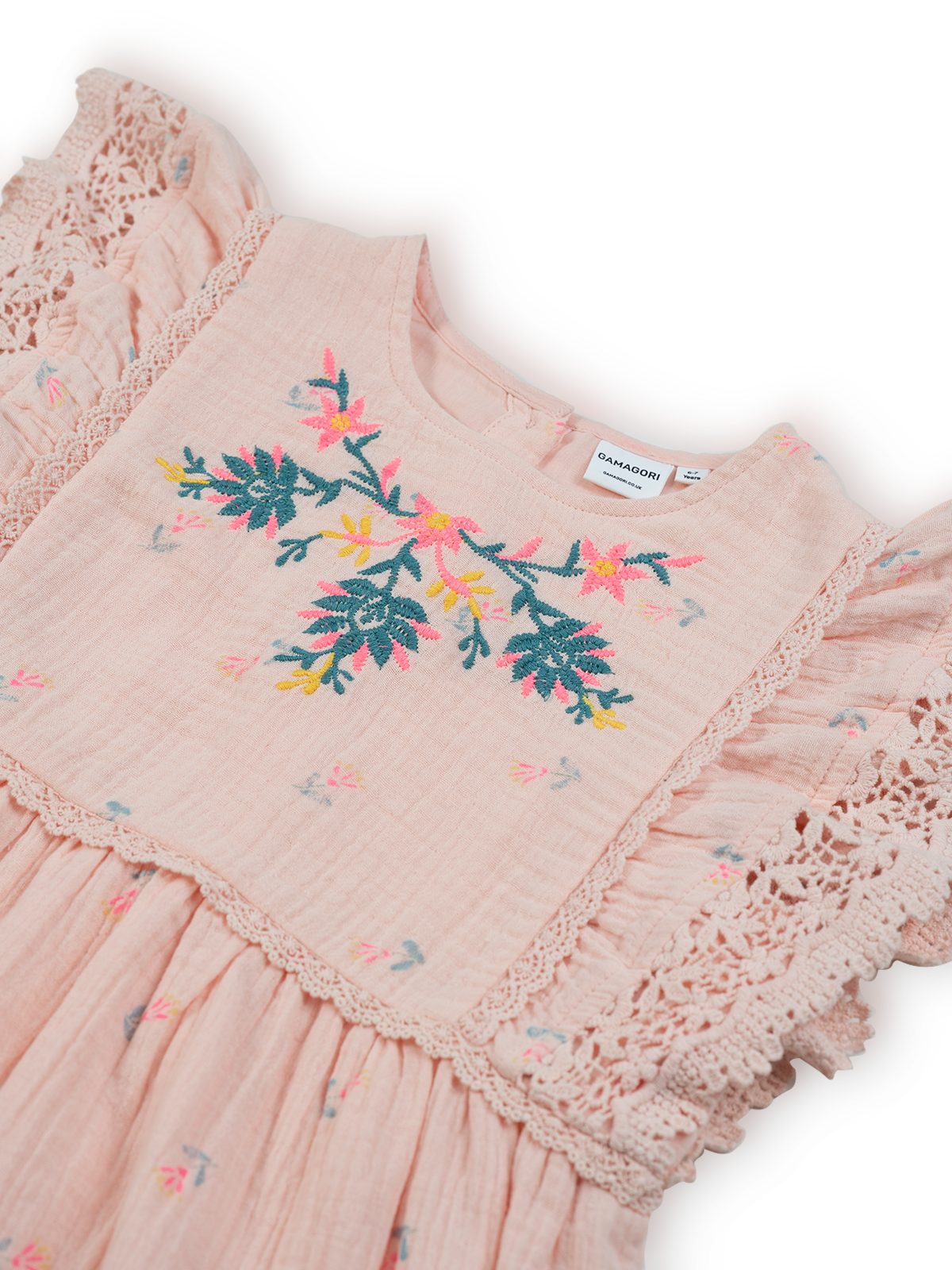 Peach Blossom Embroidered Dress