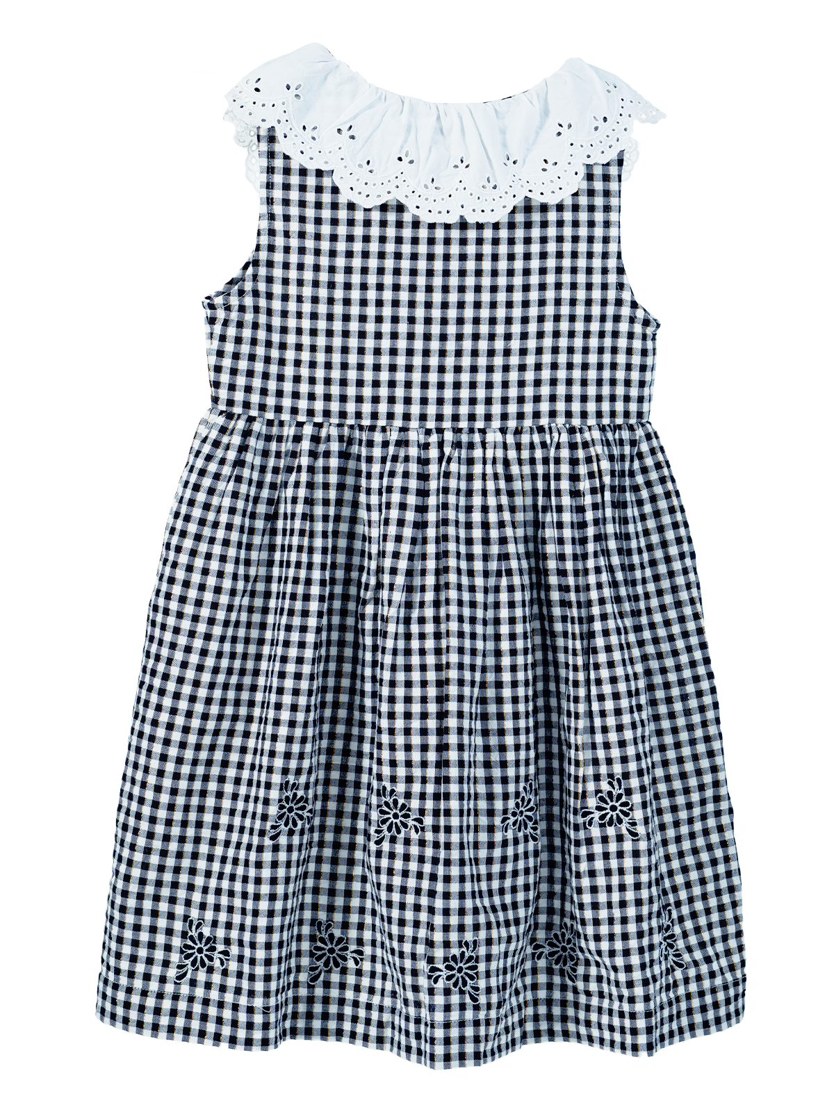 Willow Collar Embroidered Gingham Dress